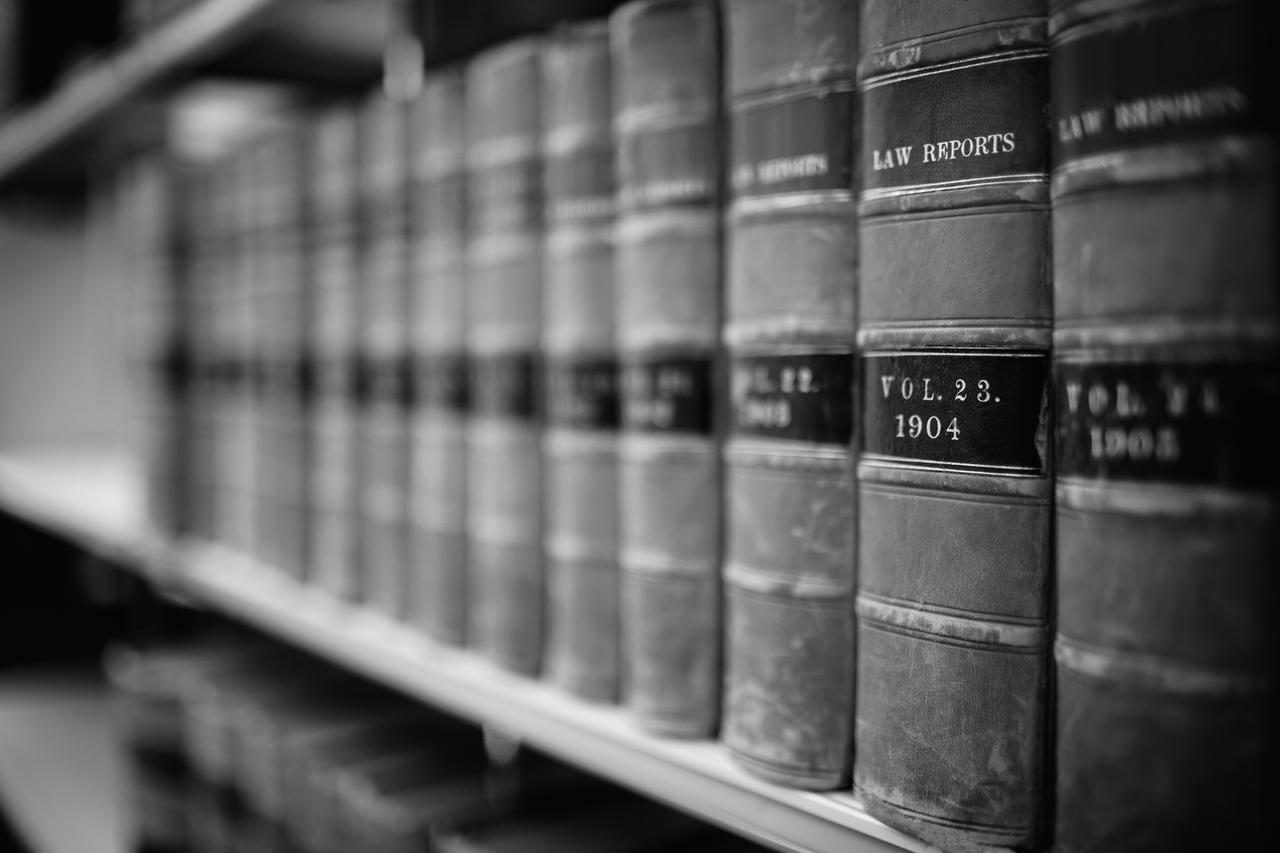 A close up photo of a row of law books